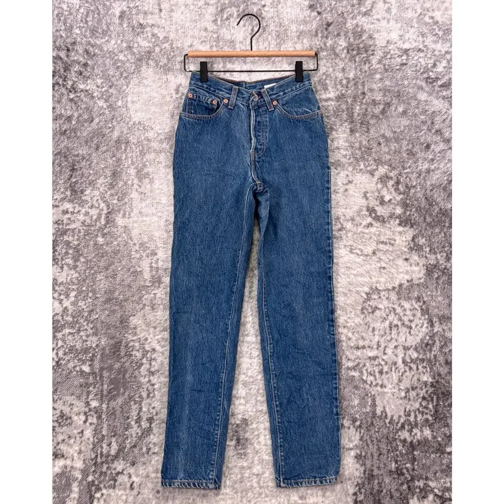 Vintage Levis Jeans 23 in x 28 In Girls Juniors 501 Made USA Denim Button Fly